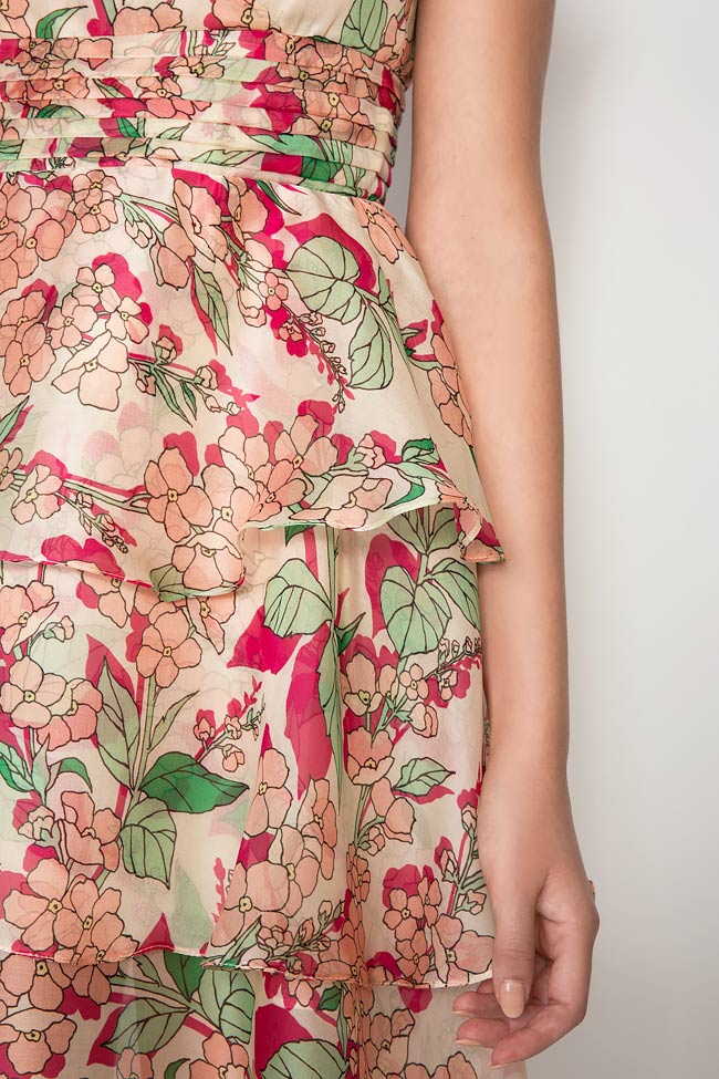 Ruffled floral-print silk mini dress Romanitza by Romanita Iovan image 3