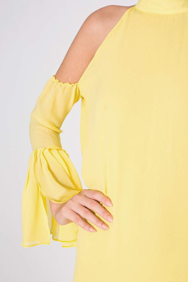 Cold-shoulder silk-georgette maxi dress Izabela Mandoiu image 3