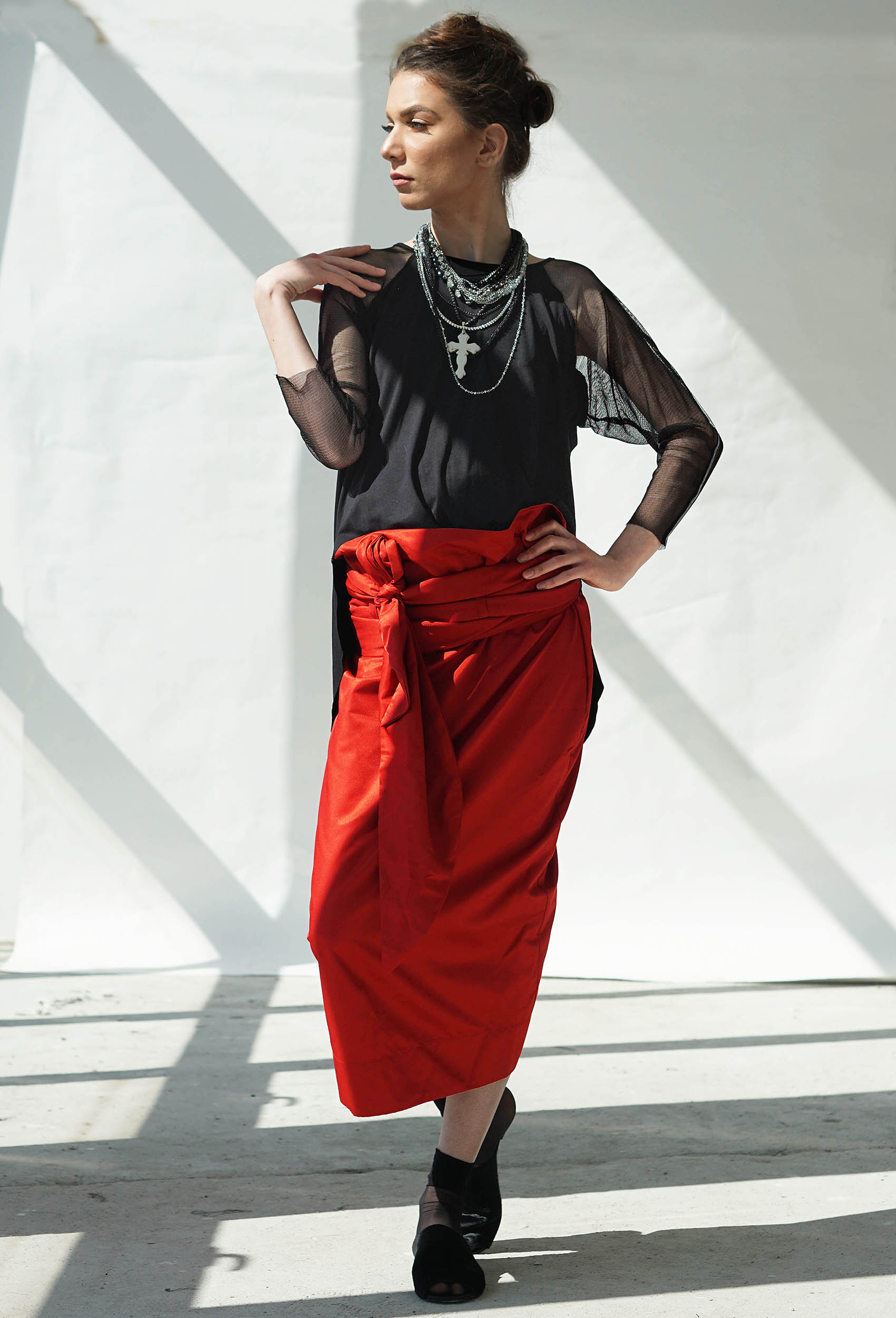 Red Hot belted midi skirt Studio Cabal image 5