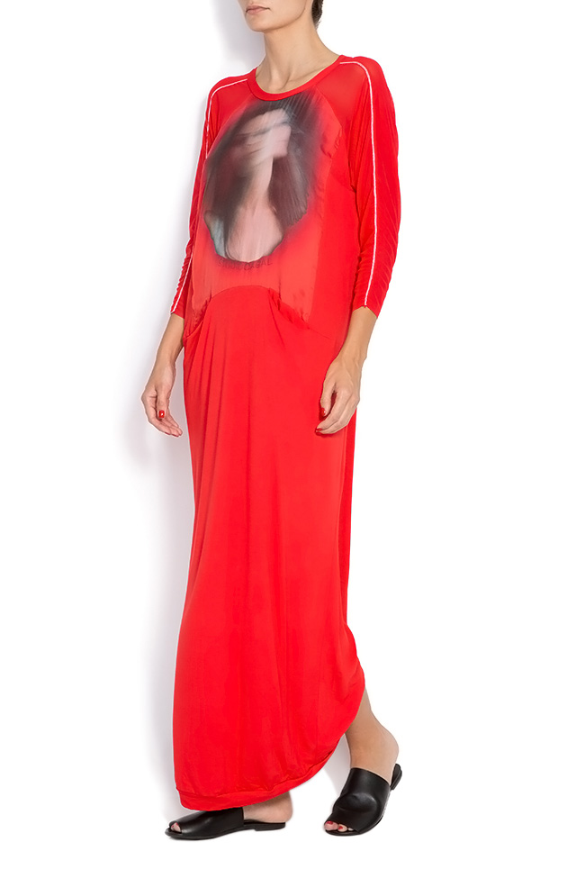 فستان من مزيج القطن Panel Red ستوديو كابال image 0