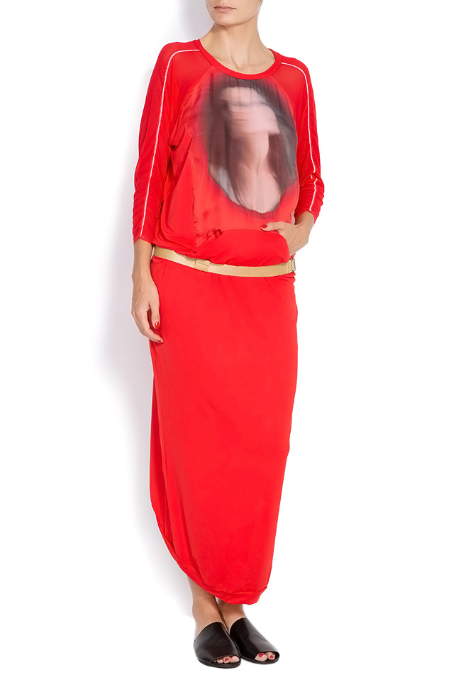 فستان من مزيج القطن Panel Red ستوديو كابال image 2