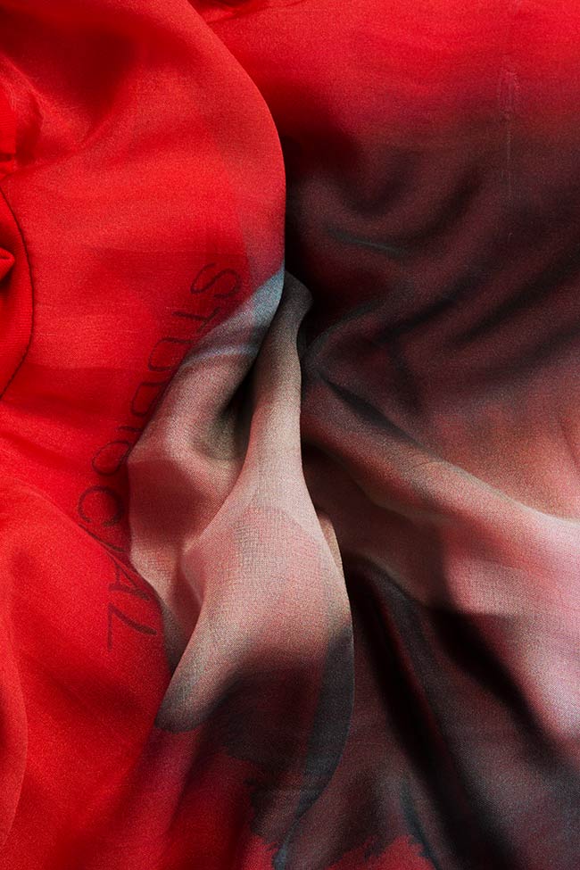 فستان من مزيج القطن Panel Red ستوديو كابال image 4