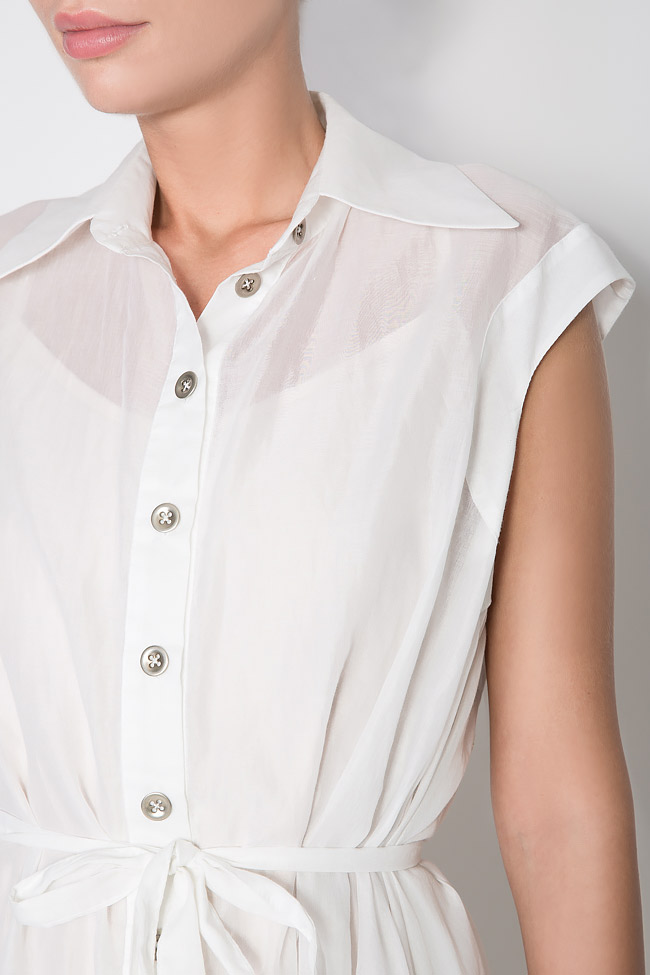 Belted asimmetric cotton and silk-blend shirt Edita Lupea image 4