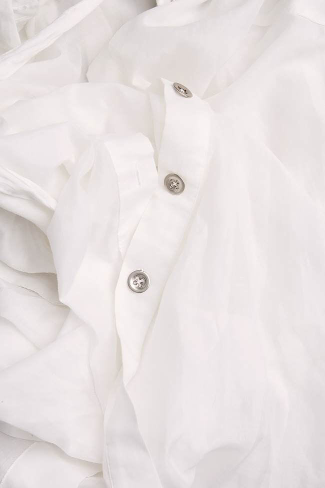 Belted asimmetric cotton and silk-blend shirt Edita Lupea image 5