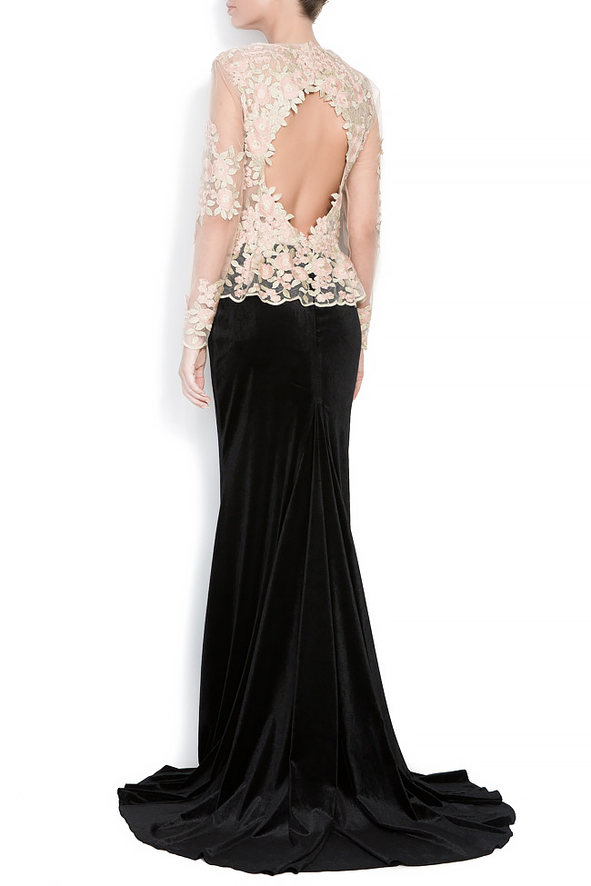 Arianna lace-trimmed velvet gown Bien Savvy image 2
