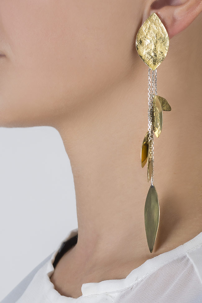 Boucles d'oreilles en argent et laiton Pluie de feuilles Eneada image 3