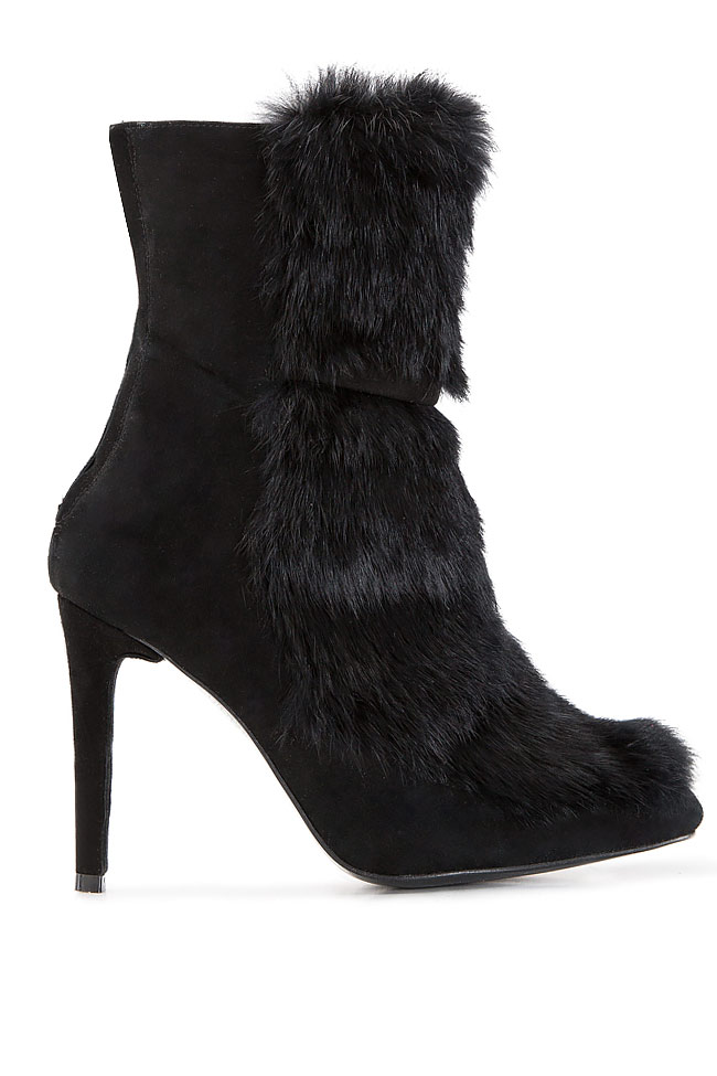 Suede ankle boots with rabbit fur insertions Ana Kaloni image 0