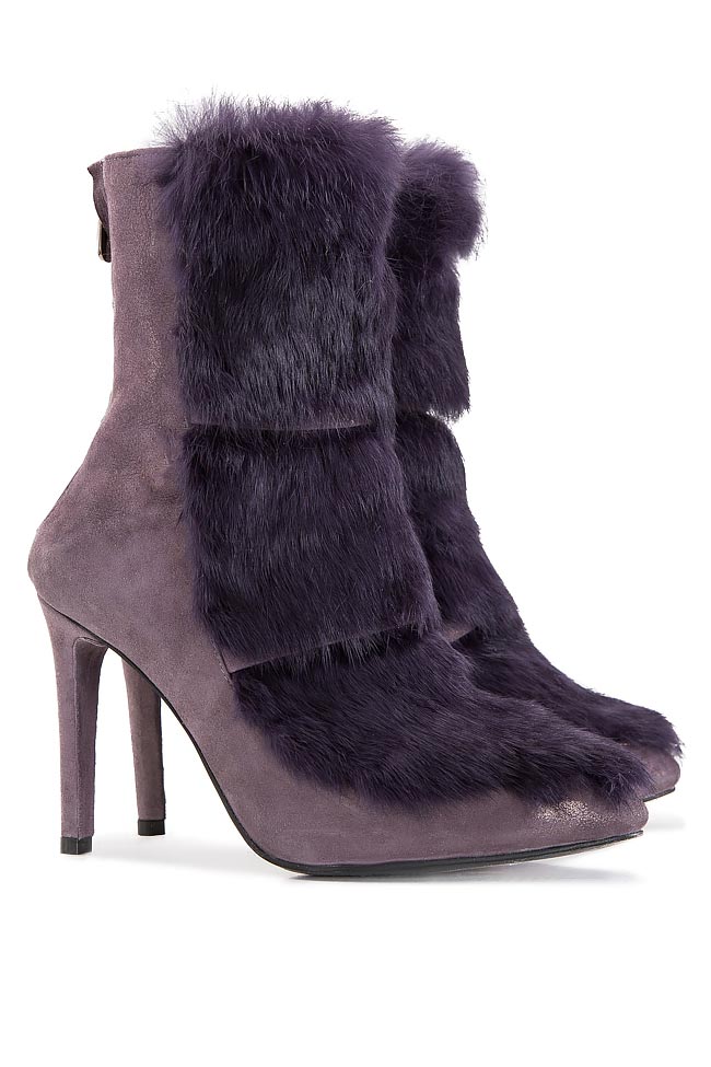 Suede ankle boots with rabbit fur insertions Ana Kaloni image 1