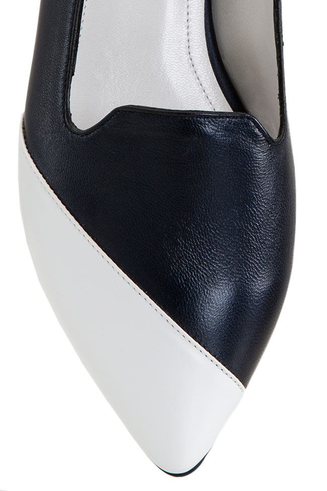 Pantofi din piele in doua culori Loafers Cristina Maxim imagine 3