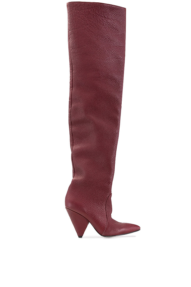 Textured-leather over-the-knee boots Zenon image 0