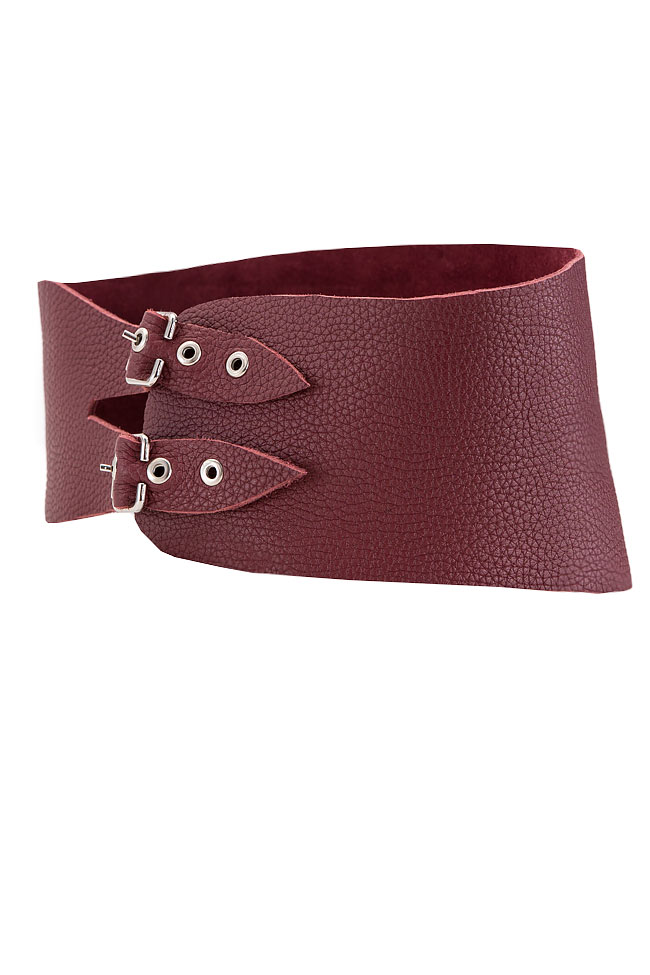 Textured-leather waist belt Zenon image 3