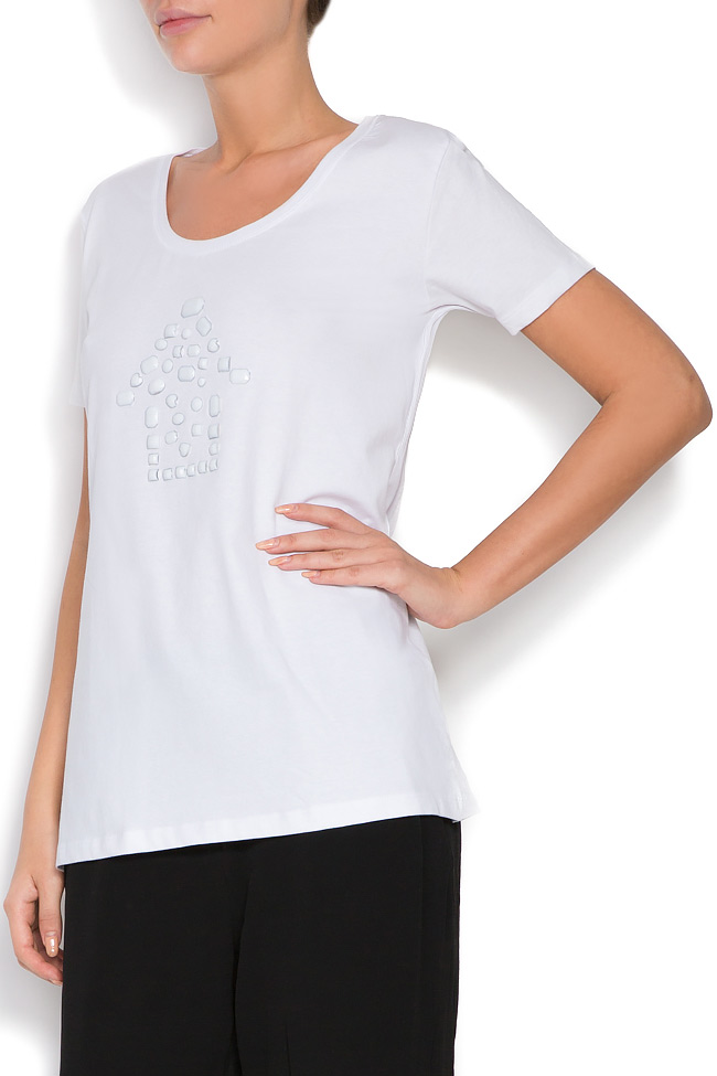 Crystal-embellished cotton-jersey T-shirt Arona Carelli image 1