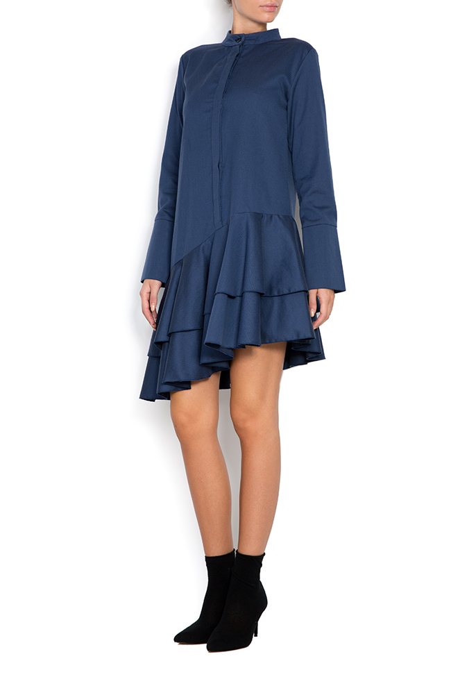 Asymmetric ruffled cotton-blend mini dress Bluzat image 0