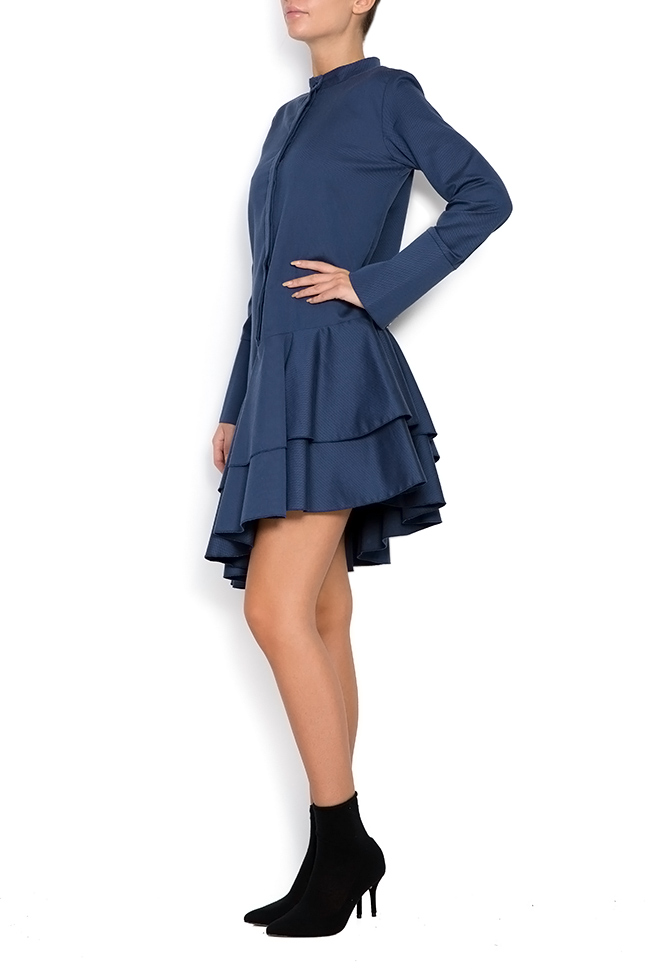 Asymmetric ruffled cotton-blend mini dress Bluzat image 1
