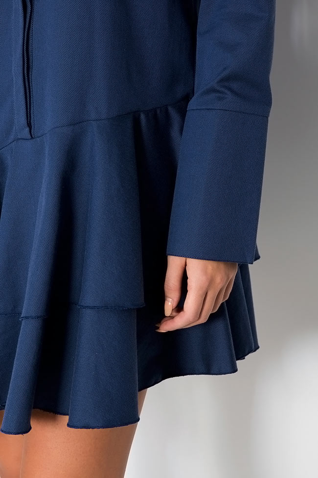 Asymmetric ruffled cotton-blend mini dress Bluzat image 3