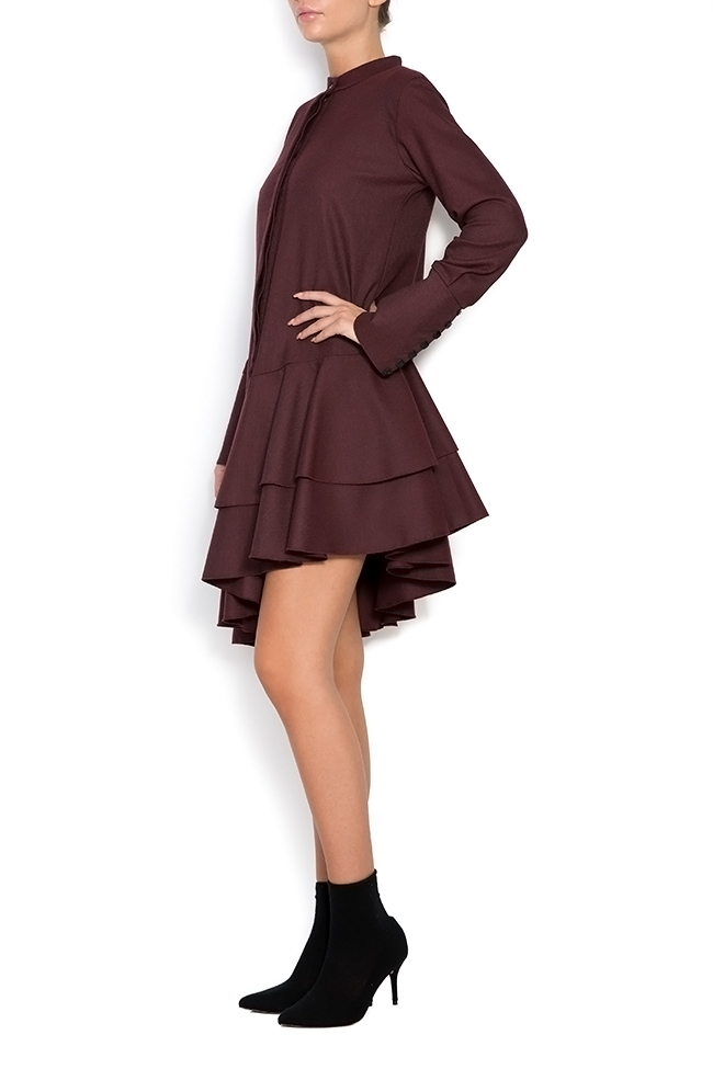 Asymmetric ruffled cotton-blend mini dress Bluzat image 1