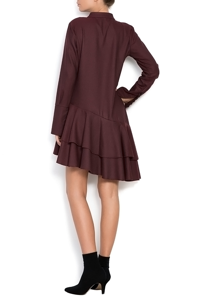 Asymmetric ruffled cotton-blend mini dress Bluzat image 2