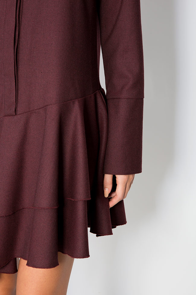 Asymmetric ruffled cotton-blend mini dress Bluzat image 3