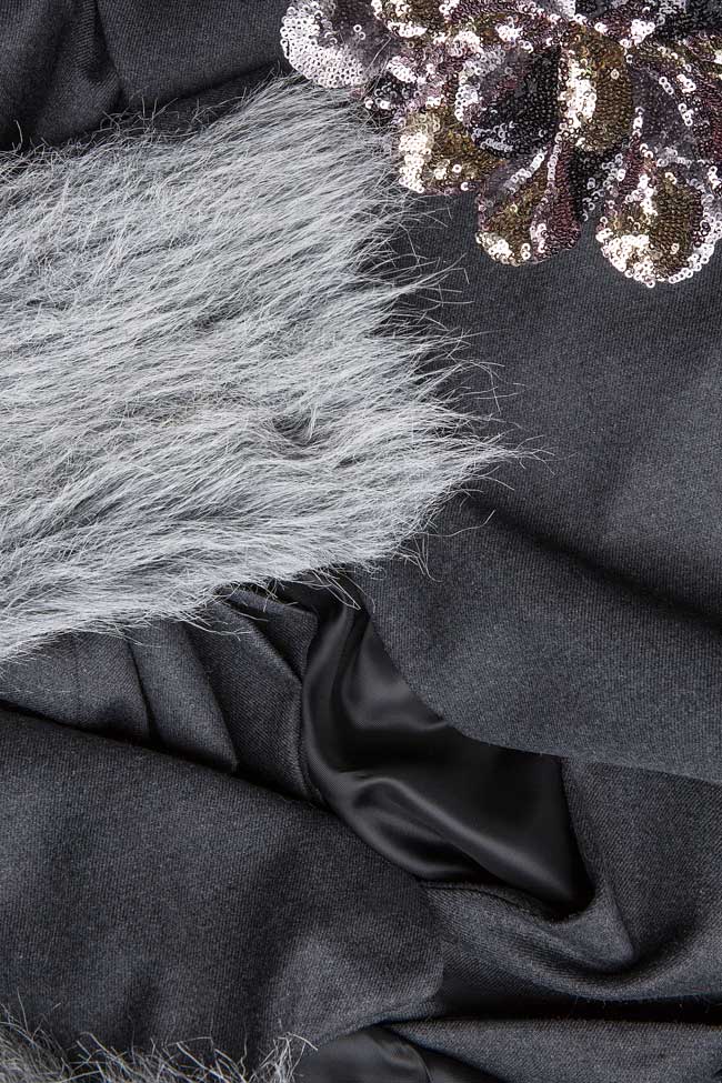 Manteau en étoffe de laine avec insertions de fourrure Simona Semen image 5