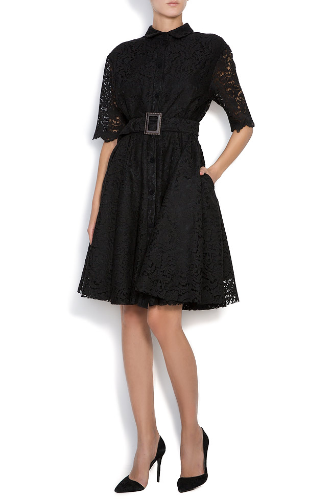 Belted cotton-lace mini dress Lure image 0