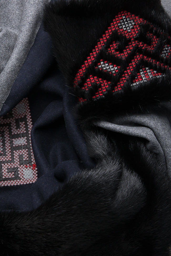Manteau en laine et fourrure écologique Maressia image 4