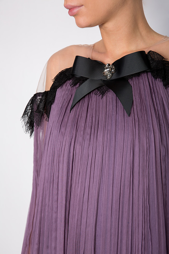Tulle-paneled lace silk-mousseline midi dress Maia Ratiu image 3