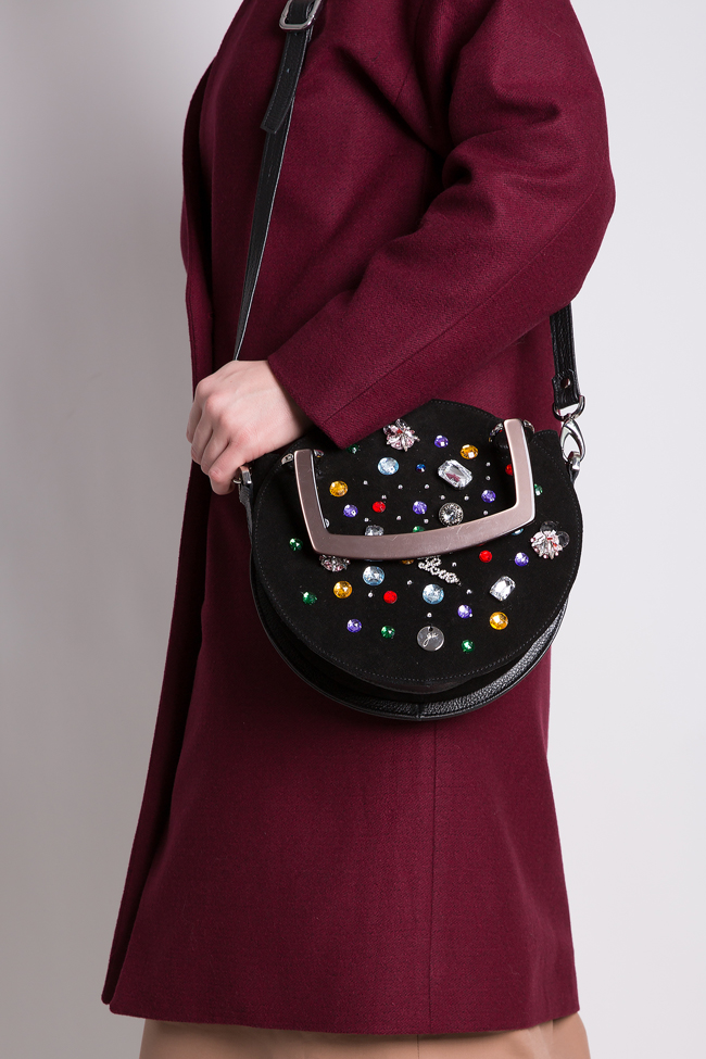 Embellished suede shoulder bag Giuka by Nicolaescu Georgiana  image 5