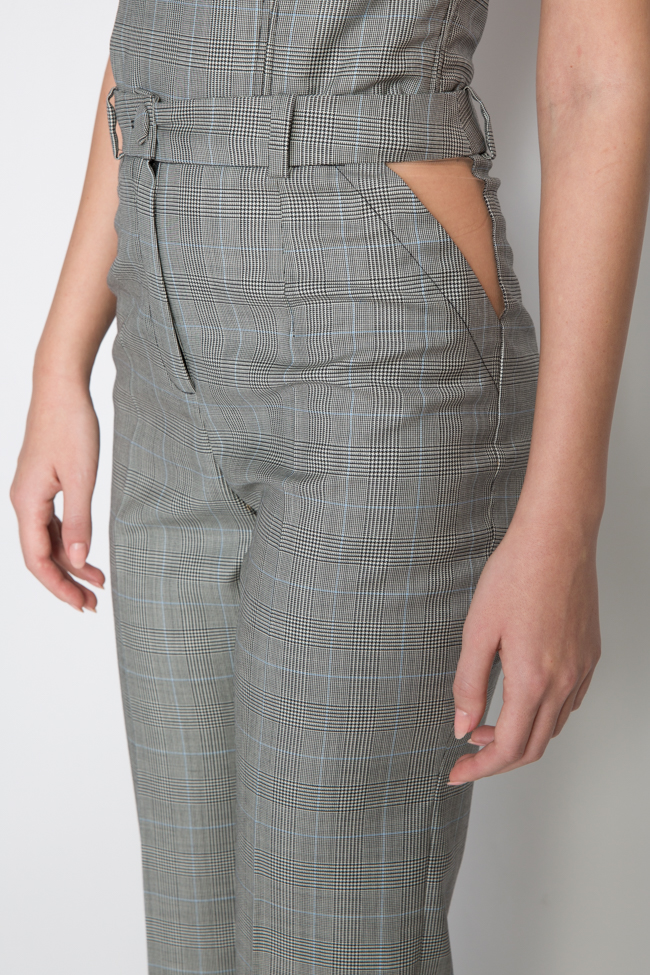 Button-embellished checked wool flared pants OMRA image 3