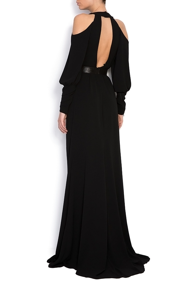 Cold-shoulder belted crepe gown Anca si Silvia Negulescu image 2