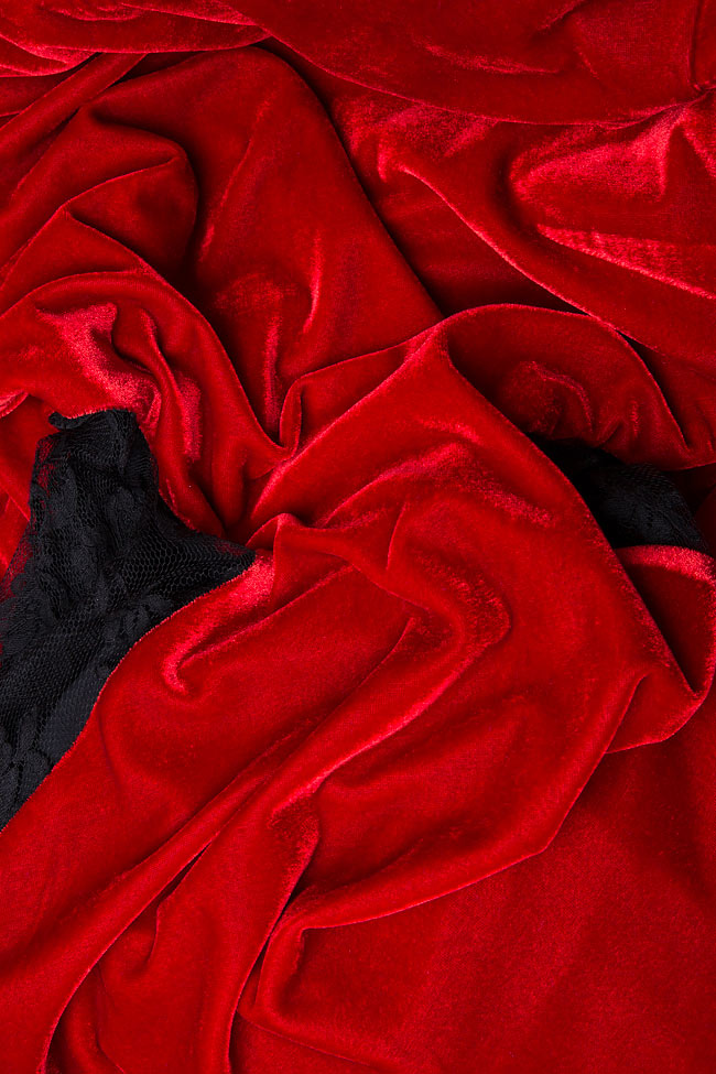 Lace-trimmed stretch-velvet gown Bien Savvy image 4