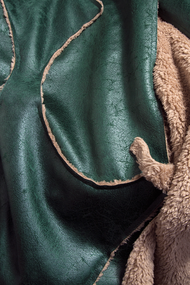 Palton din imitatie de piele cu blana ecologica Daniela Barb imagine 4