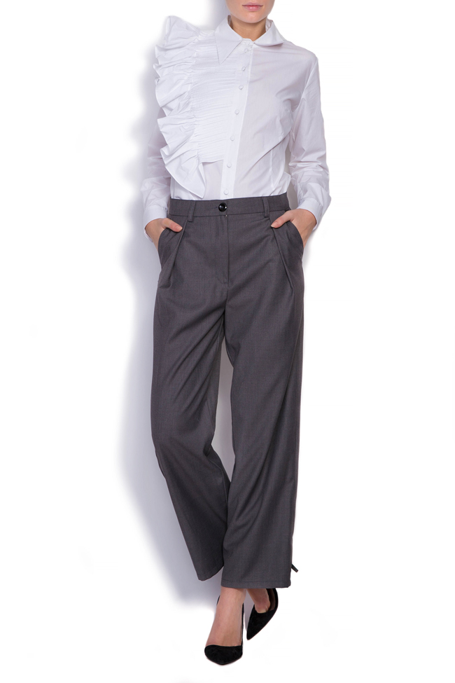 Pleated wool-blend wide-leg pants Cloche image 0