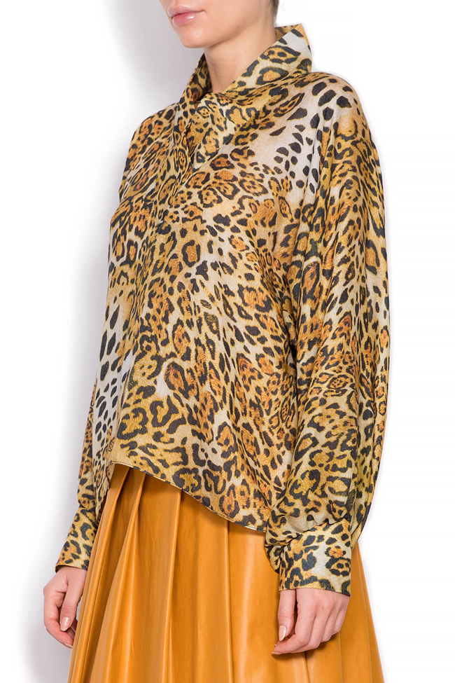 Leopard-print wool silk-blend top Daniela Barb image 1