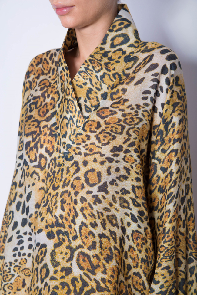 Leopard-print wool silk-blend top Daniela Barb image 3