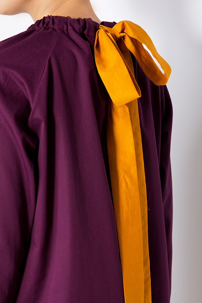 Arron asymmetric cotton midi dress Framboise image 3
