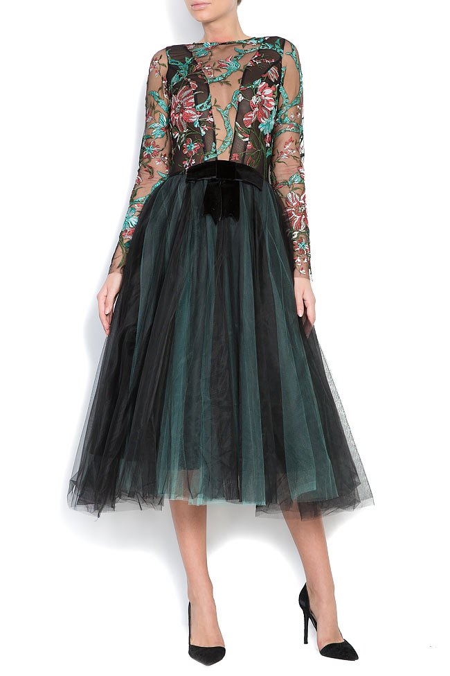Embroidered silk-lace tulle midi dress Bien Savvy image 0