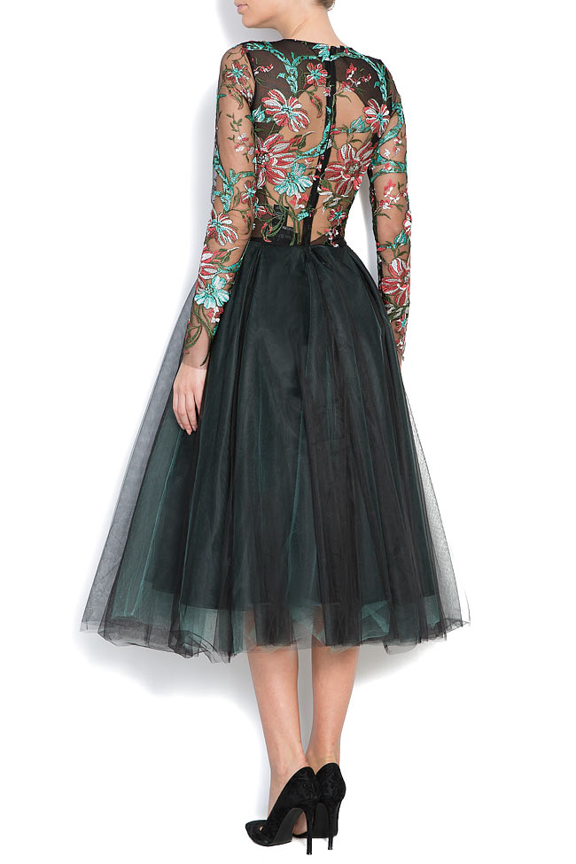 Embroidered silk-lace tulle midi dress Bien Savvy image 2