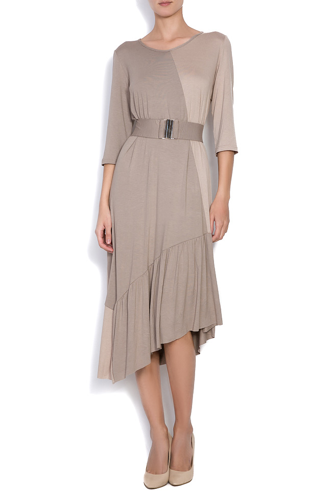 Asymmetric cotton-blend belted dress Lure image 0