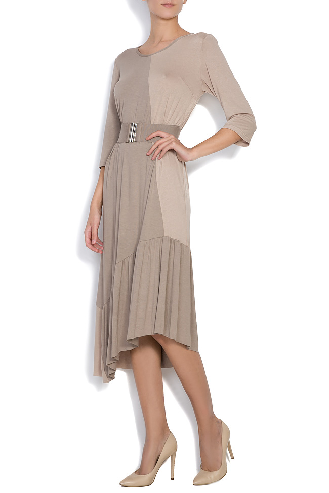 Asymmetric cotton-blend belted dress Lure image 1