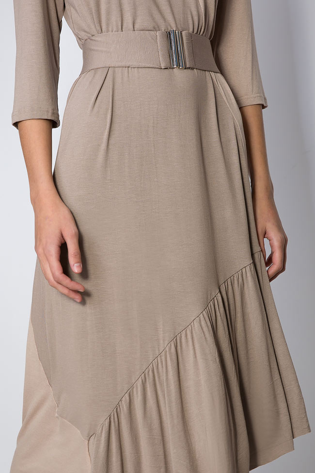 Asymmetric cotton-blend belted dress Lure image 3