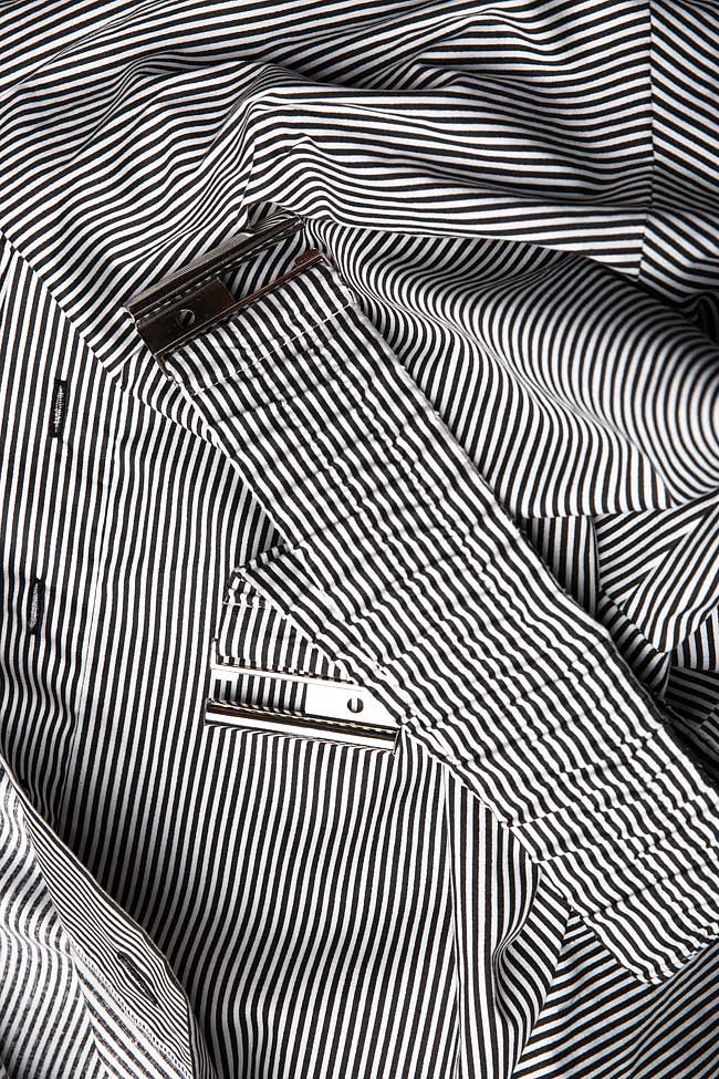 Asymmetric belted striped cotton-poplin midi dress Lure image 4