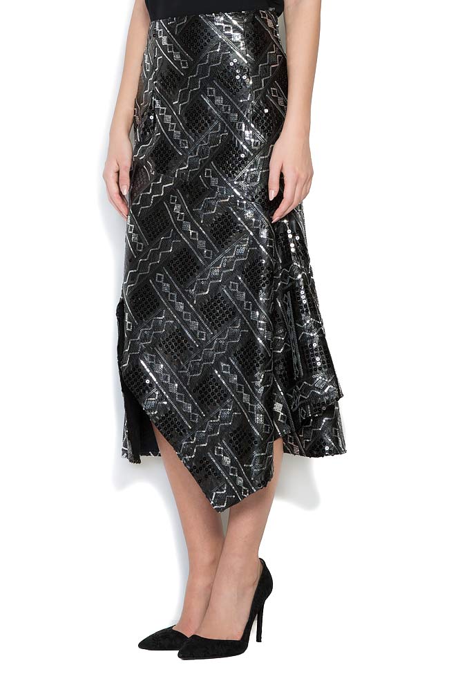 Asymmetric embellished faux-leather skirt Simona Semen image 1