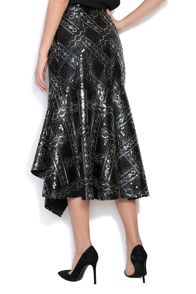 Asymmetric embellished faux-leather skirt Simona Semen image 2