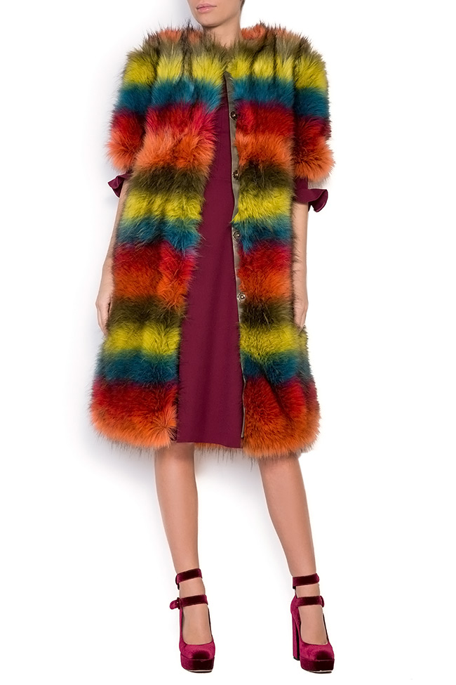 Manteau en fourrure écologique multicolore Simona Semen image 0
