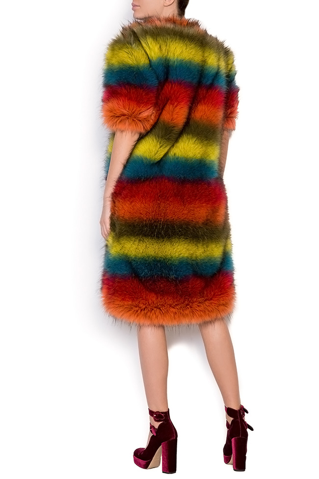 Manteau en fourrure écologique multicolore Simona Semen image 3