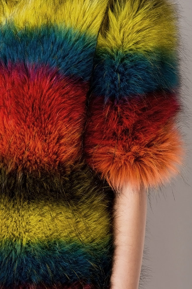 Manteau en fourrure écologique multicolore Simona Semen image 4