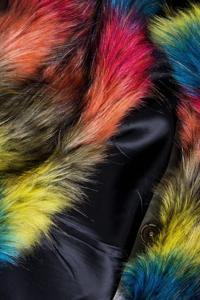 Manteau en fourrure écologique multicolore Simona Semen image 5