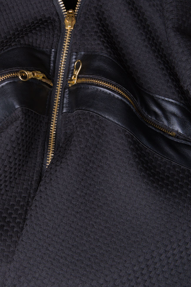 Leather-trimmed coat Anca si Silvia Negulescu image 4