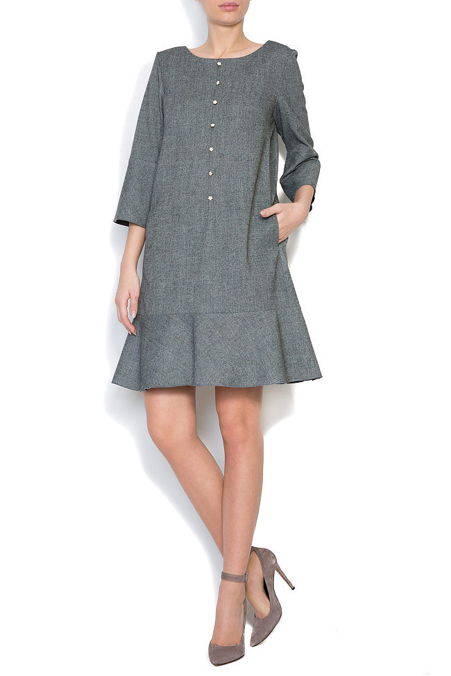 Fluted wool-blend mini dress Lena Criveanu image 0