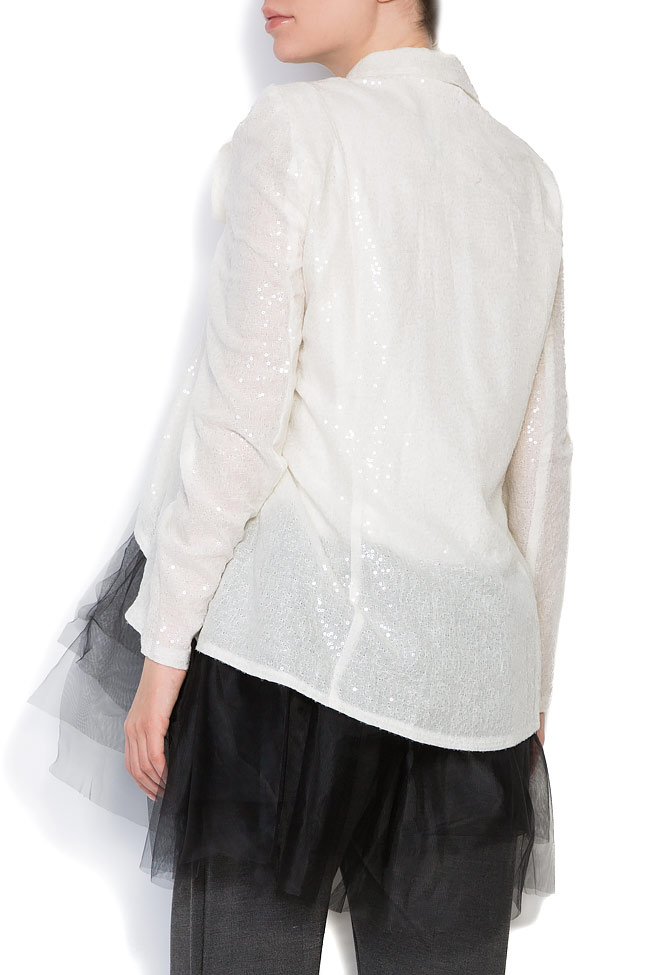 Tulle-trimmed sequined cotton-blend blouse Studio Cabal image 2
